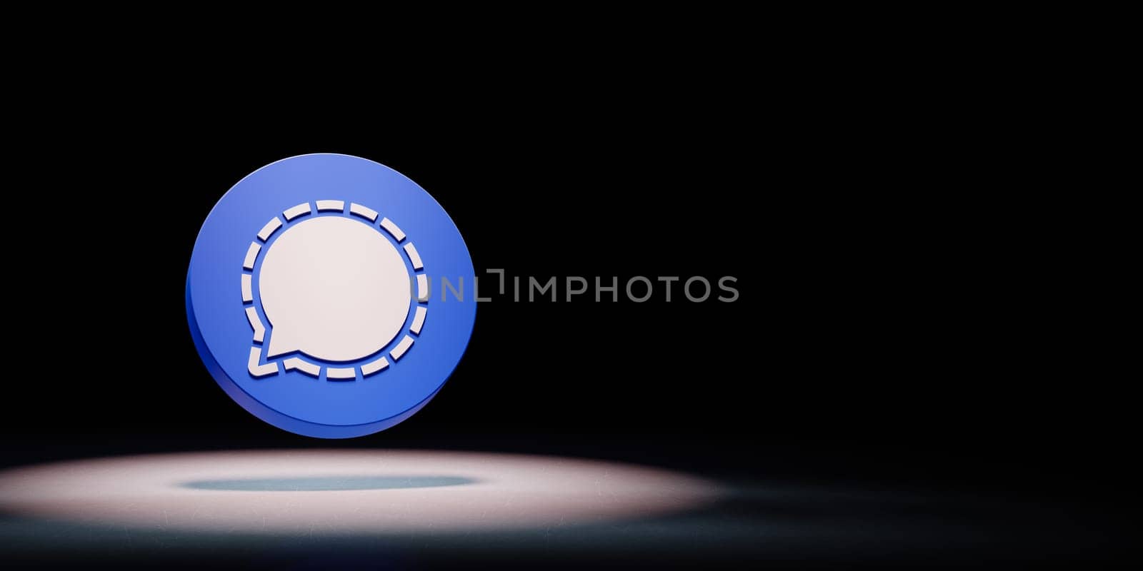 Signal Logo 3D Symbol Shape Spotlighted on Black Background with Copy Space 3D Illustration