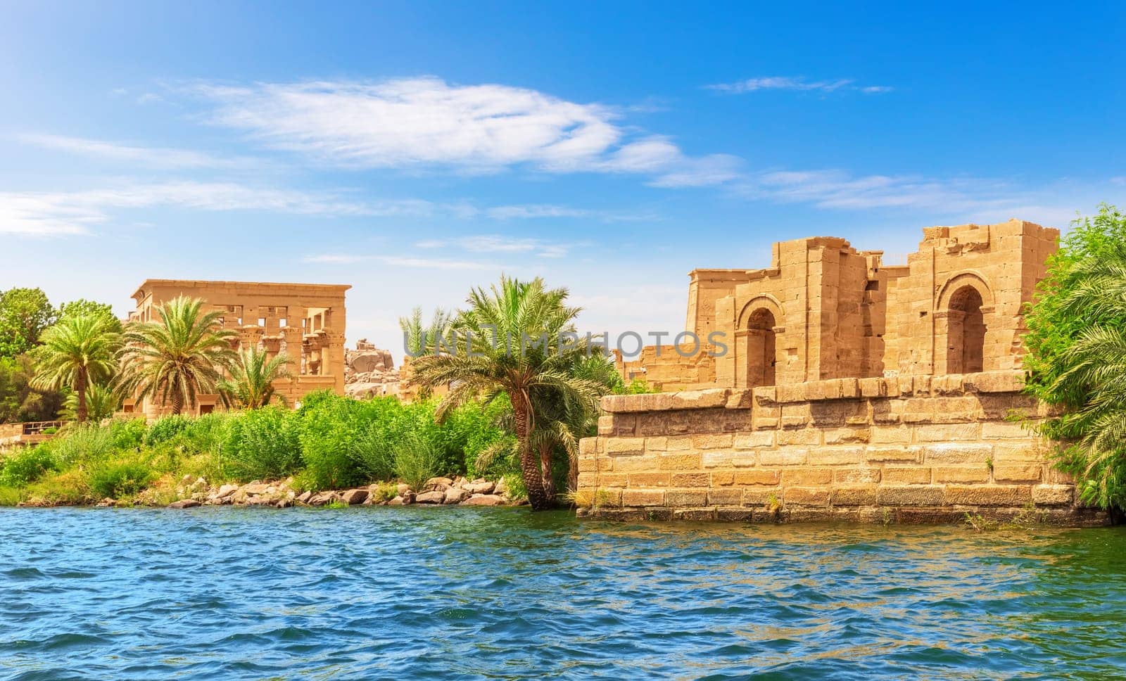 The temple of Isis from Philae, Agilika island near Aswan, Egypt.