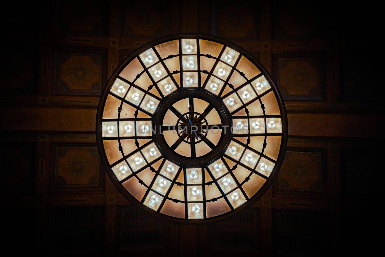 Lamp of waiting room of railroad Union Station in Los Angeles, California, USA