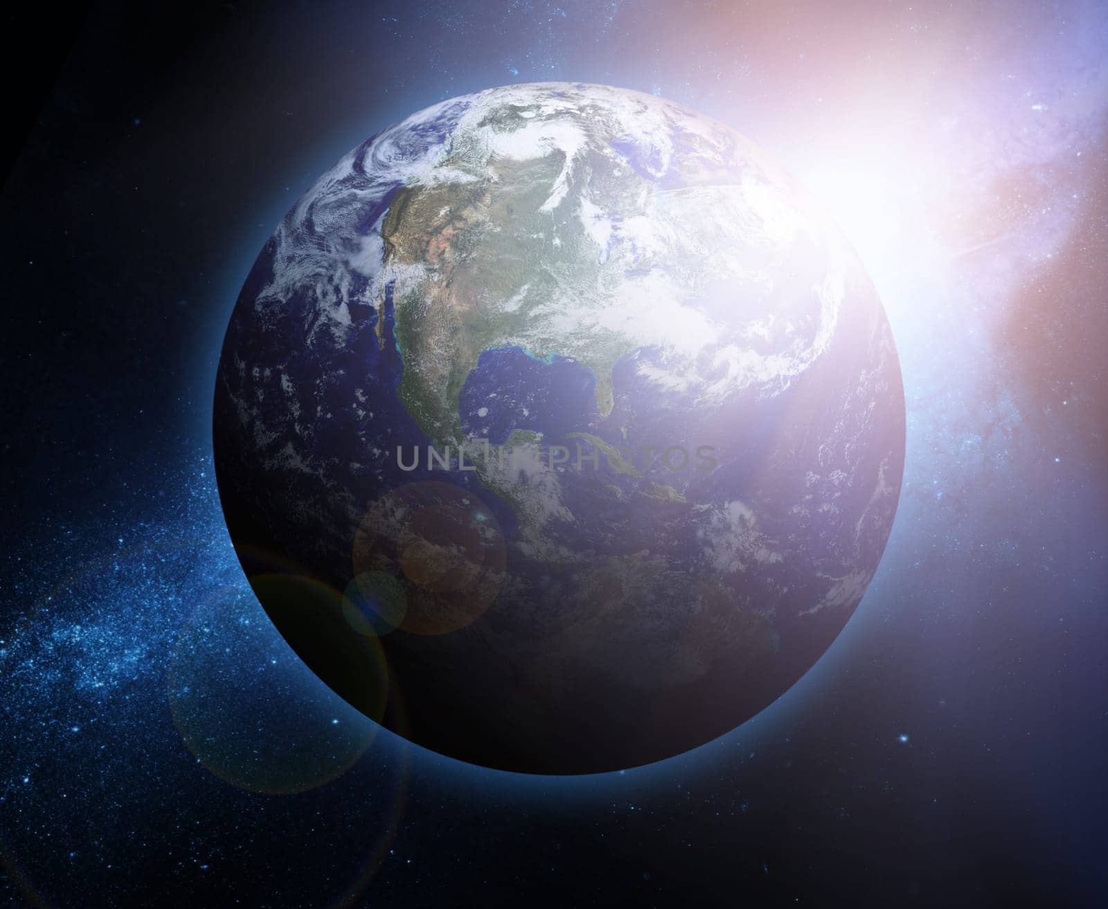 Earth globe from space with stars, Elements of this image furnished by NASA