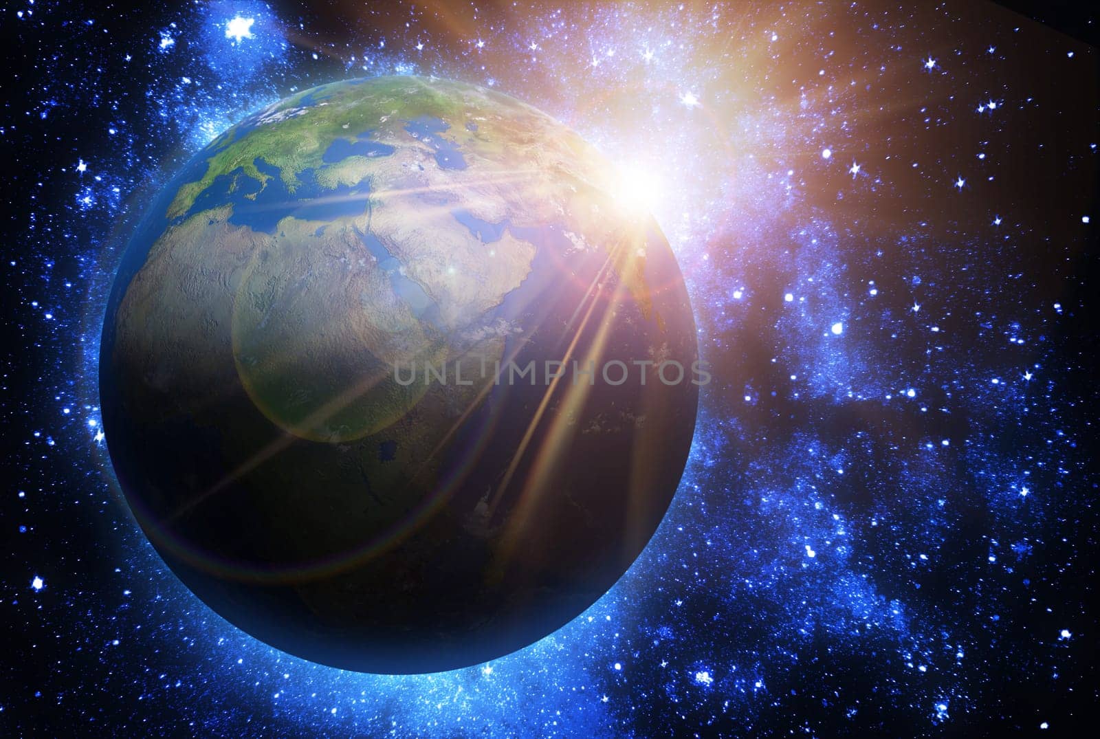 The World Globe from Space in a star field , Elements of this image furnished by NASA