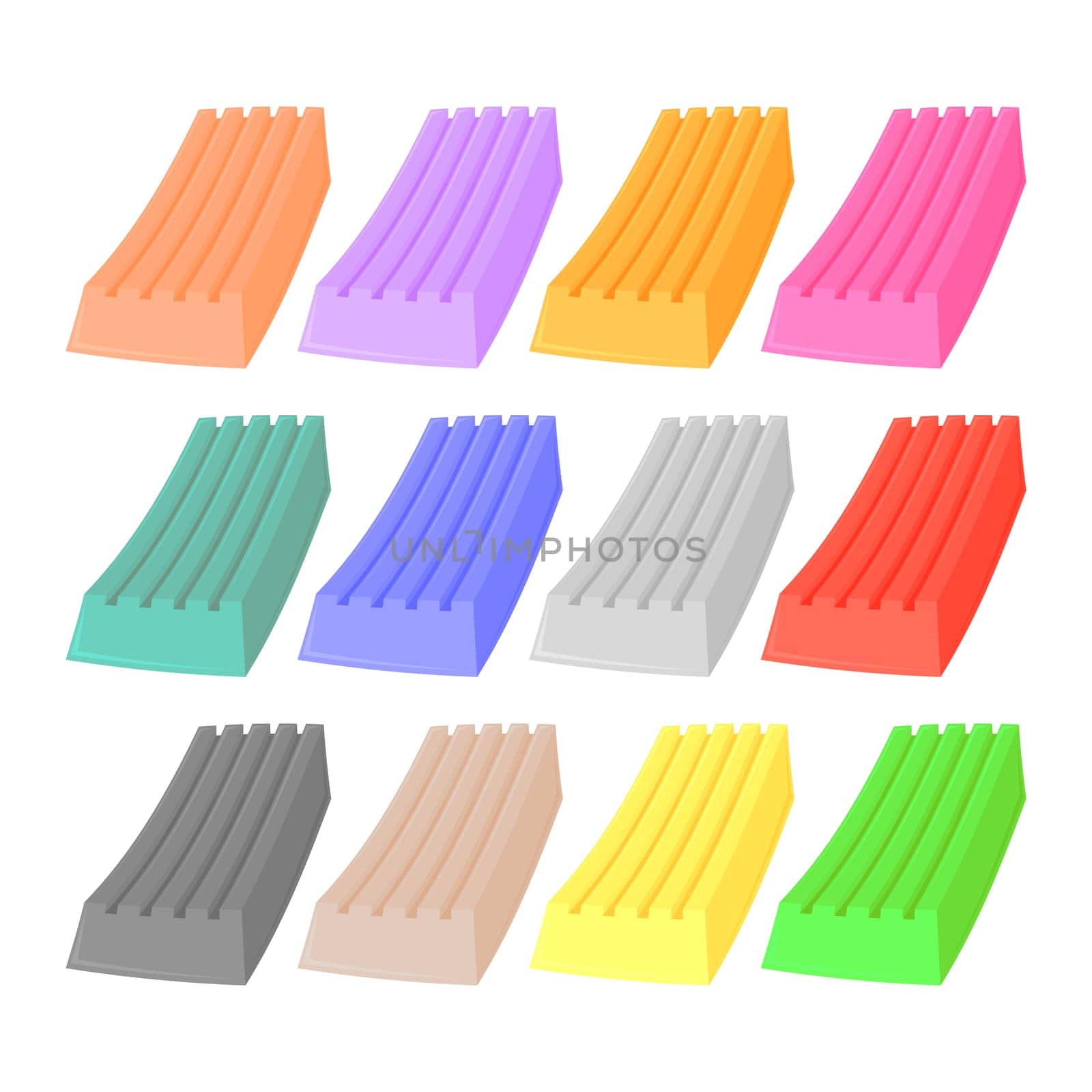 Colorful Plasticine Set Isolated on White Background.