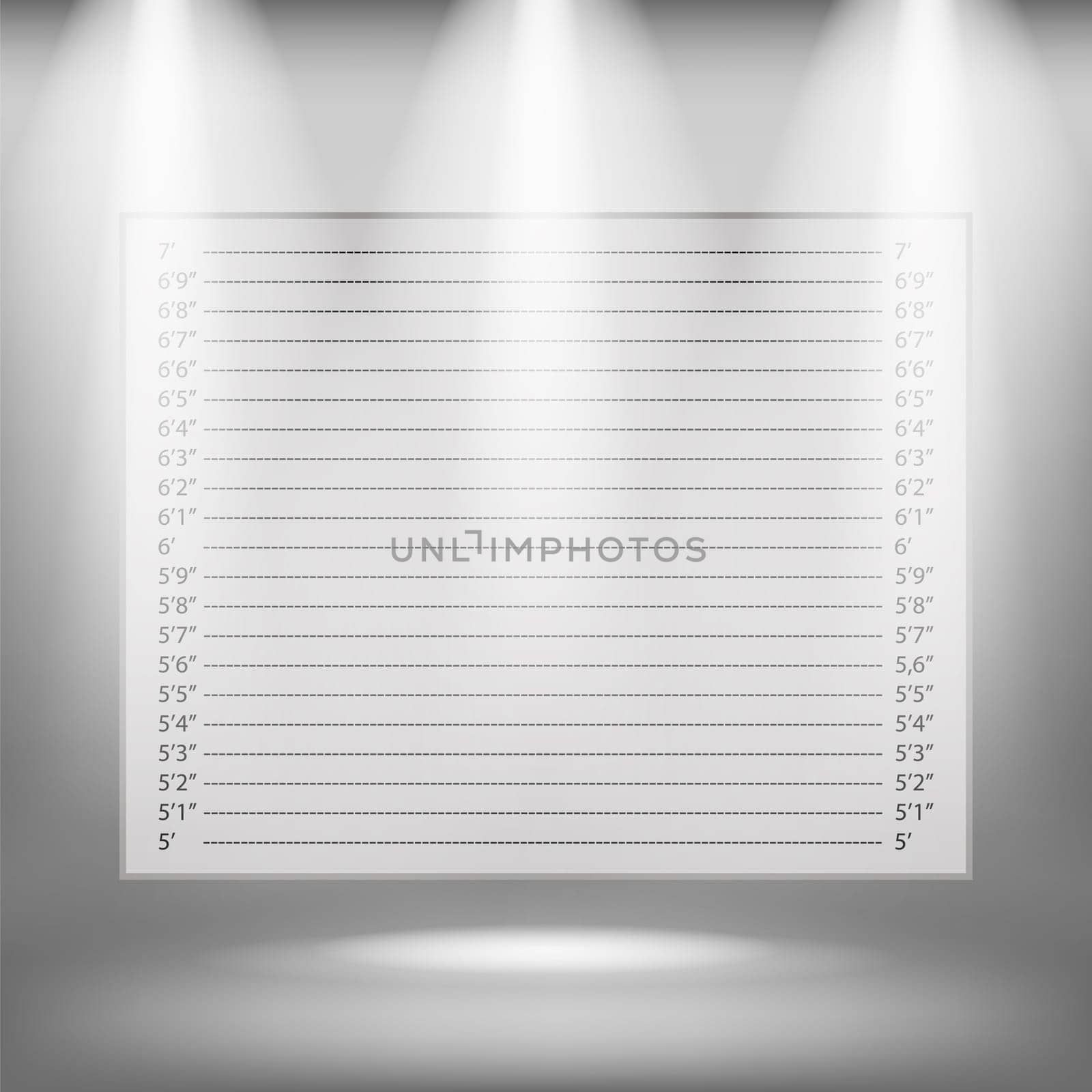 Police Lineup or Police Mugshot Board on Grey Blurred Background.