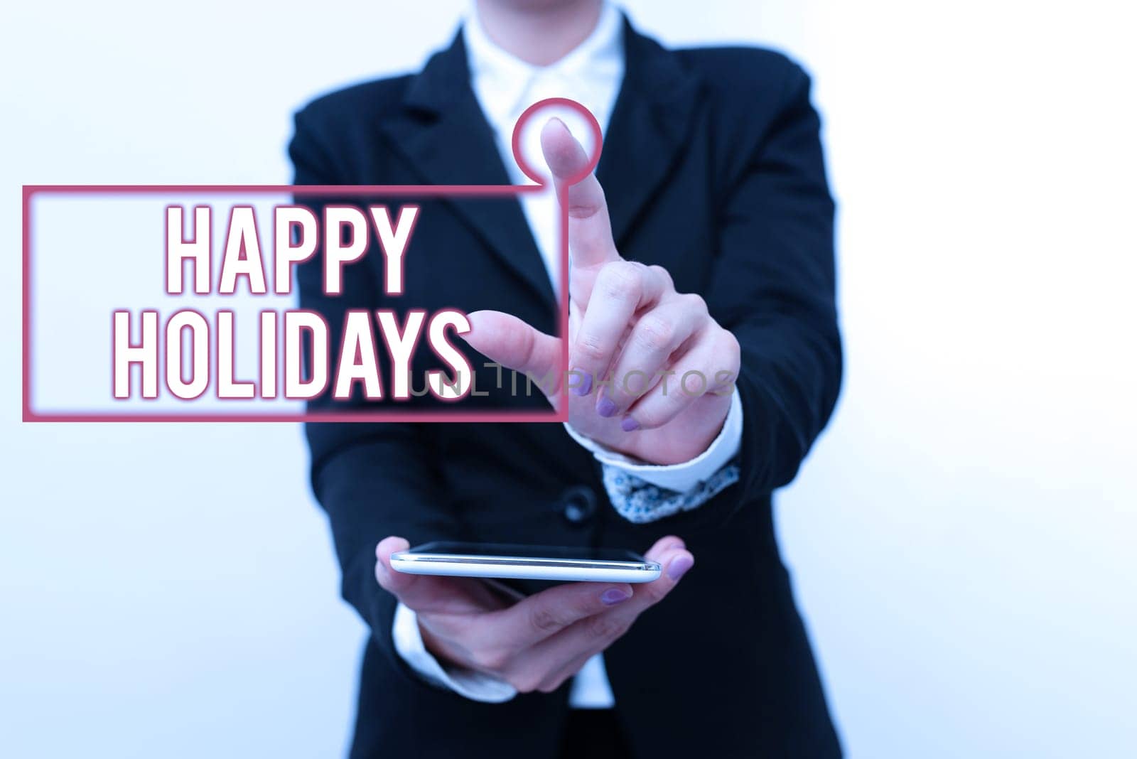 Sign displaying Happy Holidays, Concept meaning Made a short journey by a group of showing for pleasure Presenting New Technology Ideas Discussing Technological Improvement