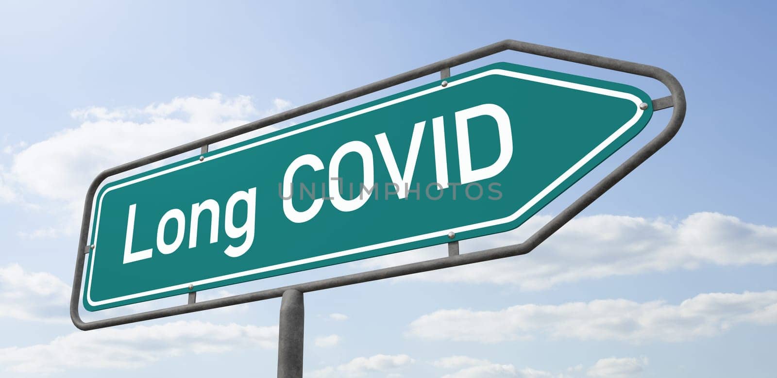 Arrow Signpost - Long COVID - 3d rendering