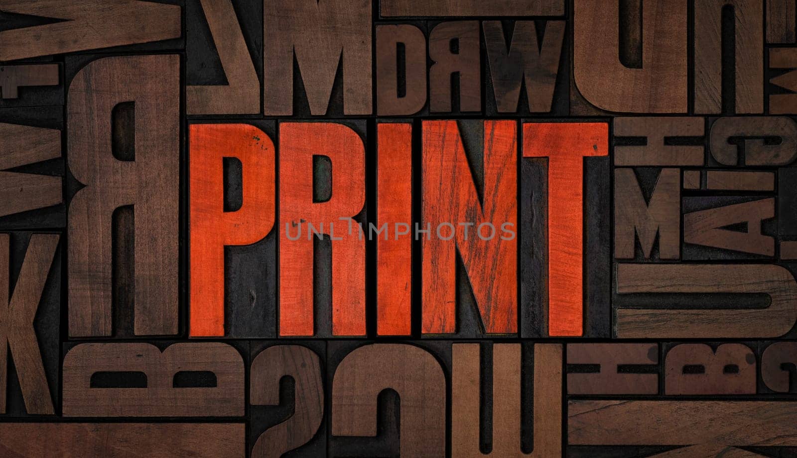 Retro letterpress wood type printing blocks - Print
