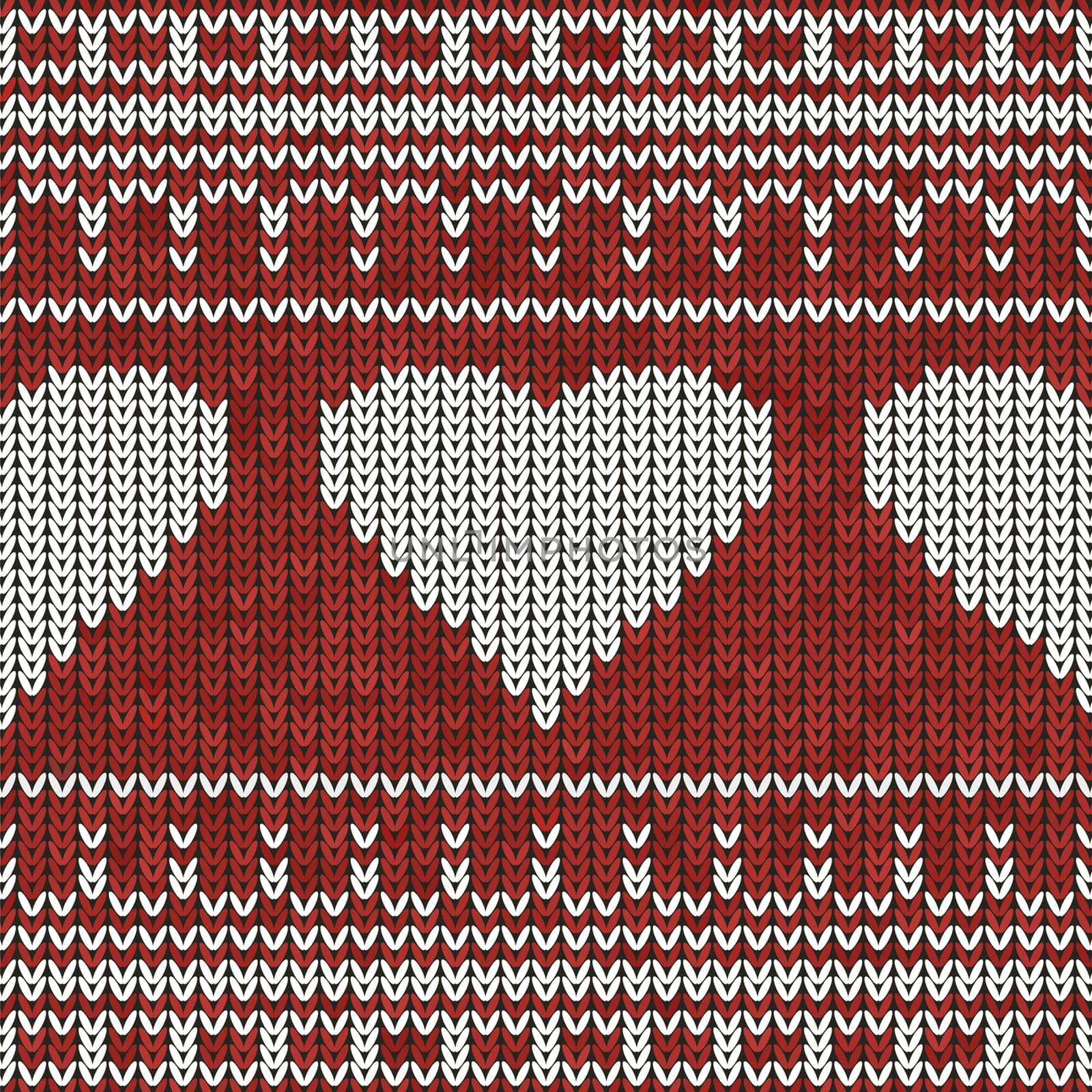 Christmas Knit Print. Scandinavian Red Knitted Border. Wool Pullover. Sweater Ugly Frame. Holiday Heart Ornament. Festive Crochet.