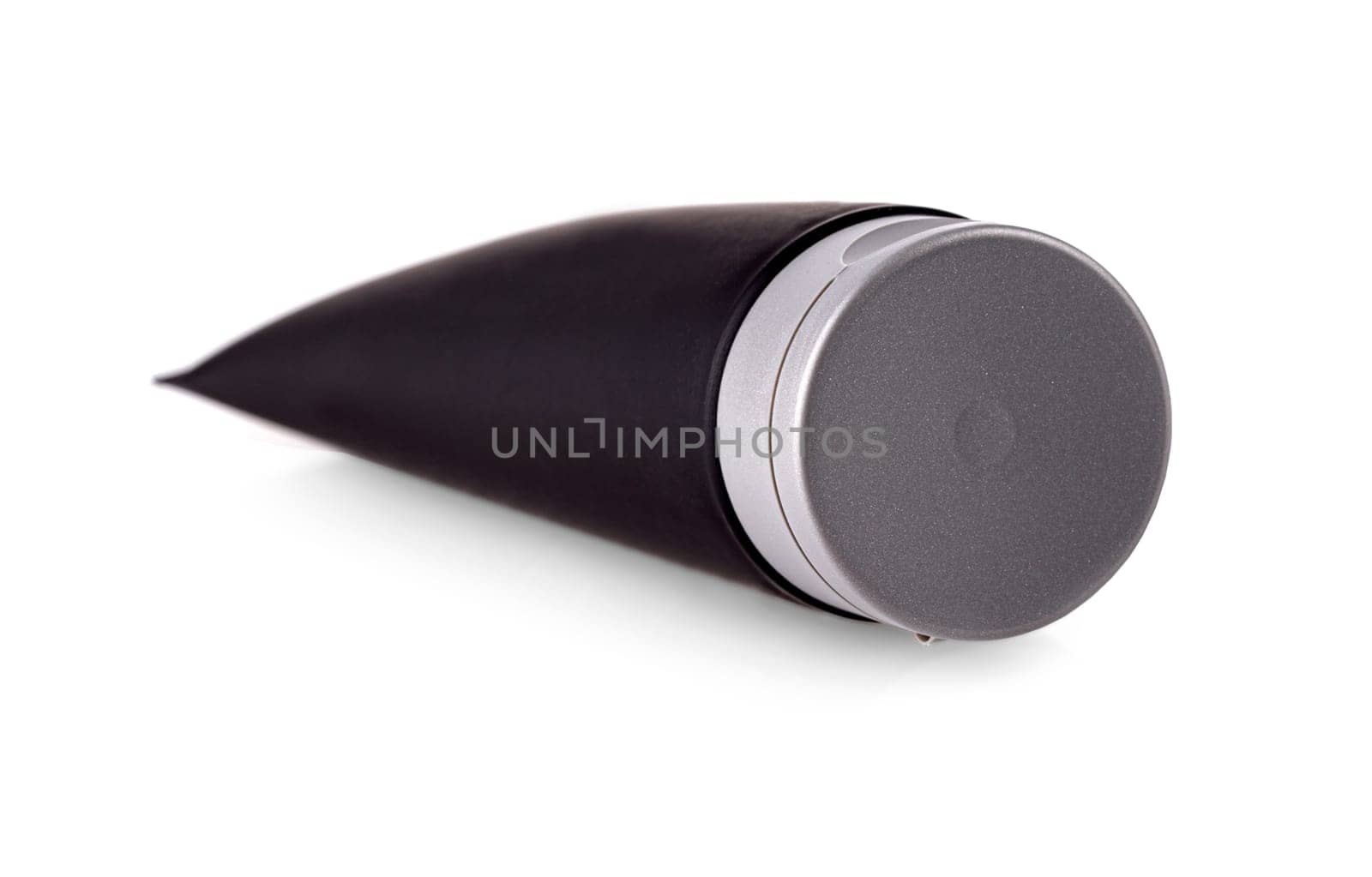 The new Plastic black bottle isolated on white background