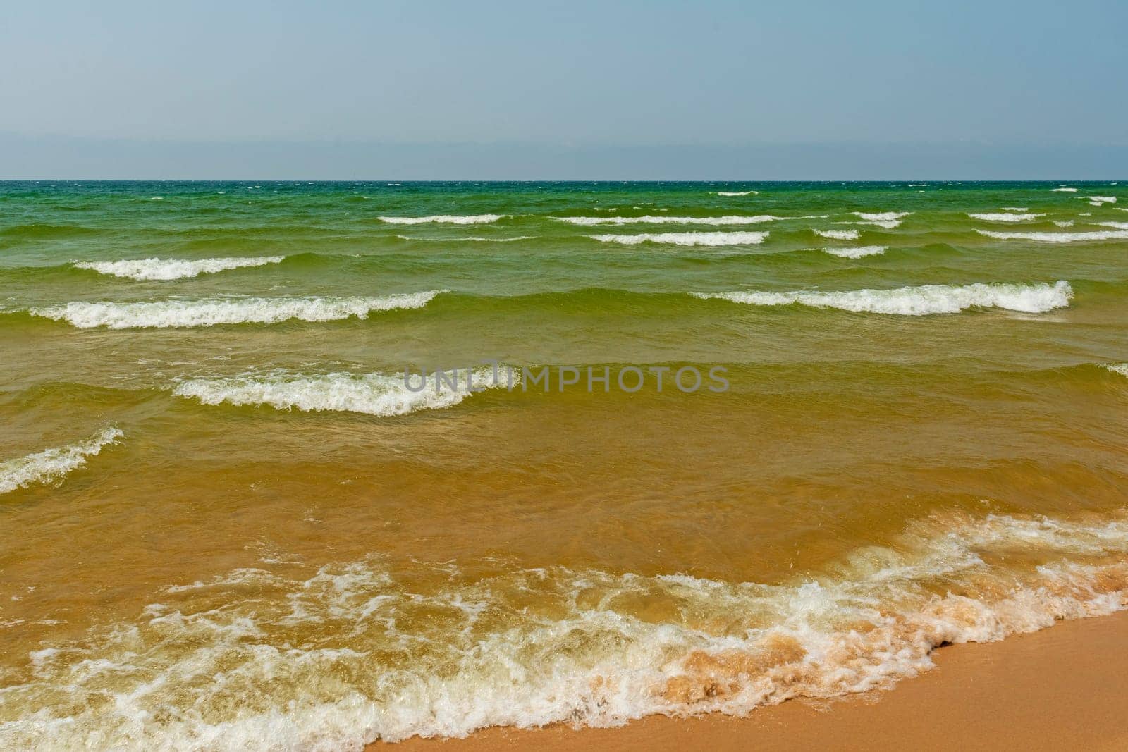 Crashing waves on a Windy Day on Lake Michigan near Montague, Michigan