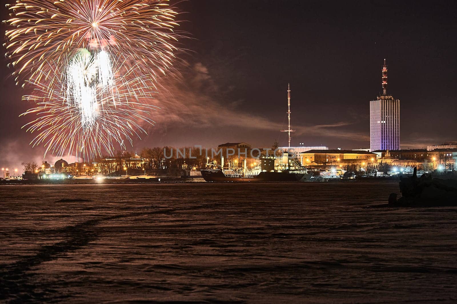 Fireworks in honor of the new year. High quality photo