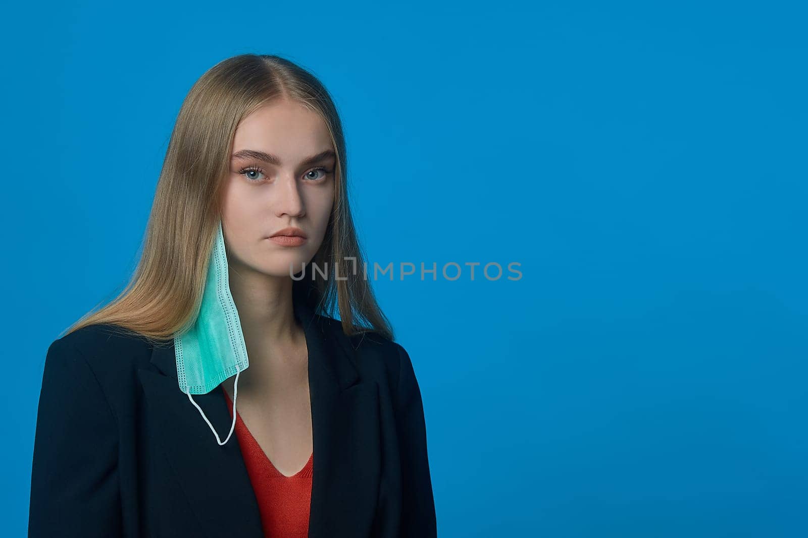 Girl with a medical mask. High quality photo