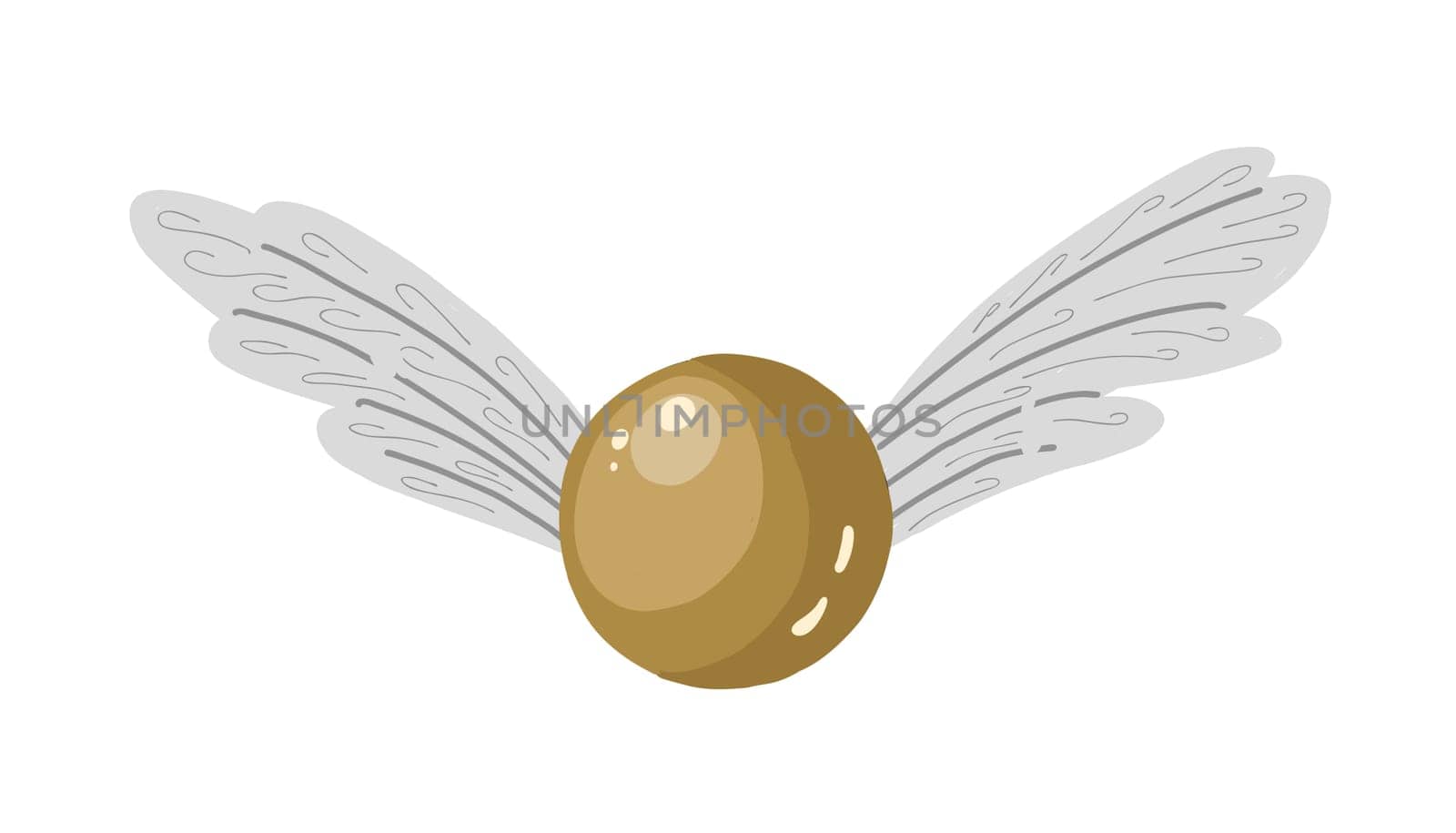 flying ball for the game. Magic. golden ball with wings.