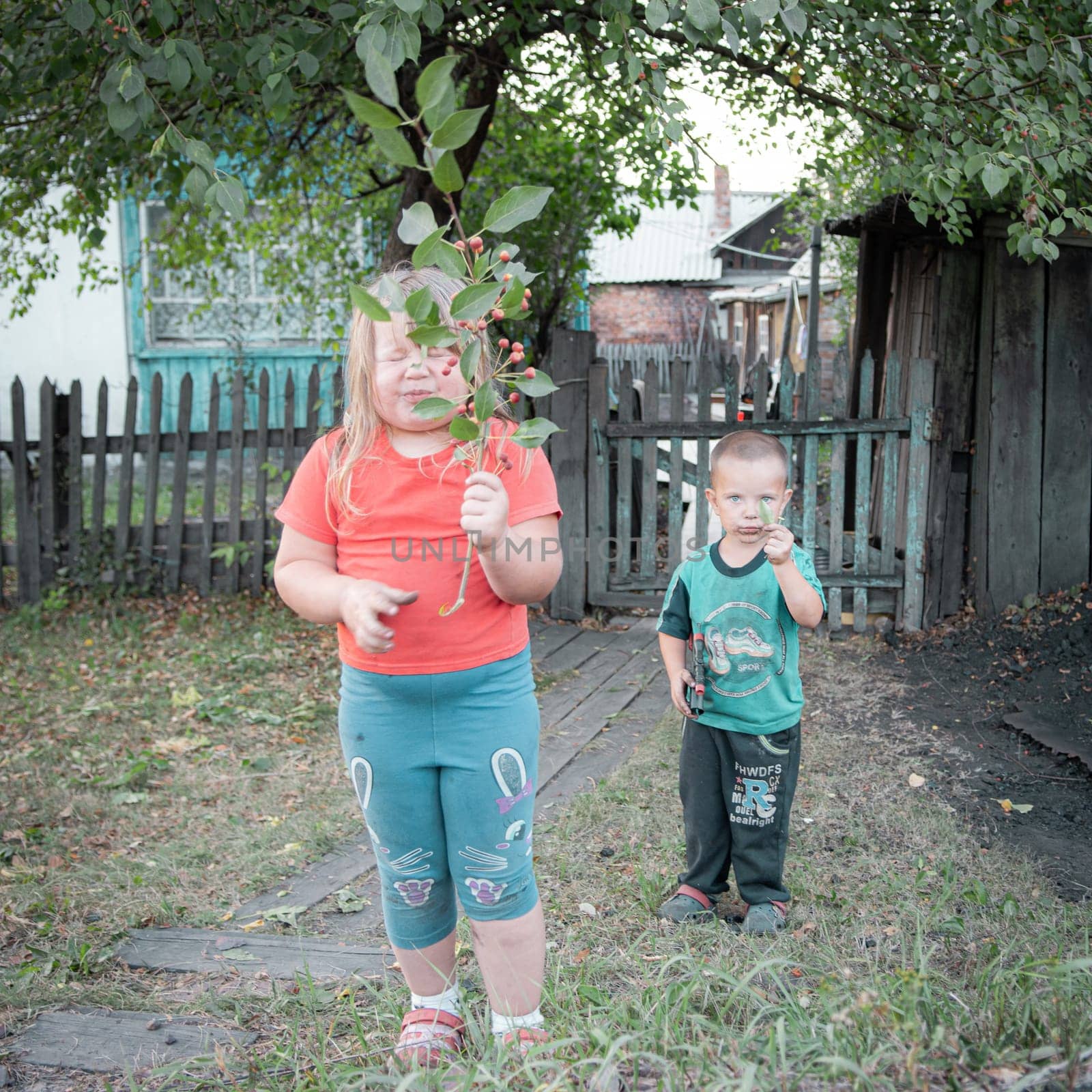 15th of Augest 2020, Russia, children on mining town street