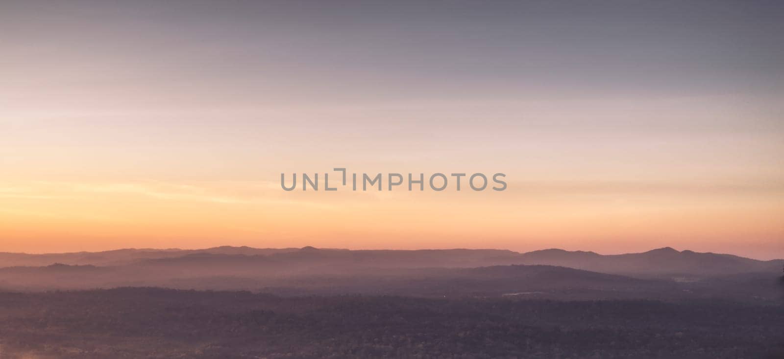 Evening haze in the mountains, sunset light Khaoyai national Park Thailand