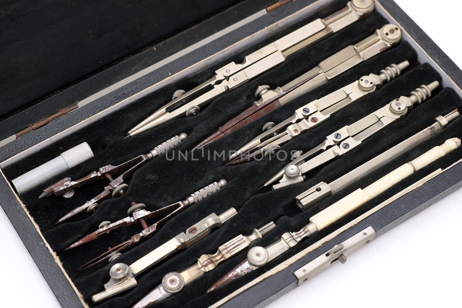 set of tools for drafting drawing and engineering including compass divider