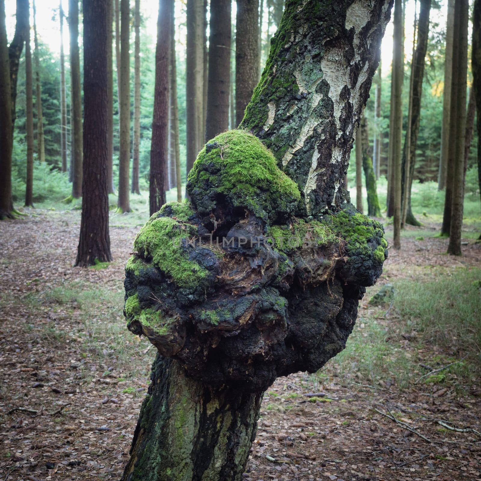 Suvel disease on a birch tree, close-up