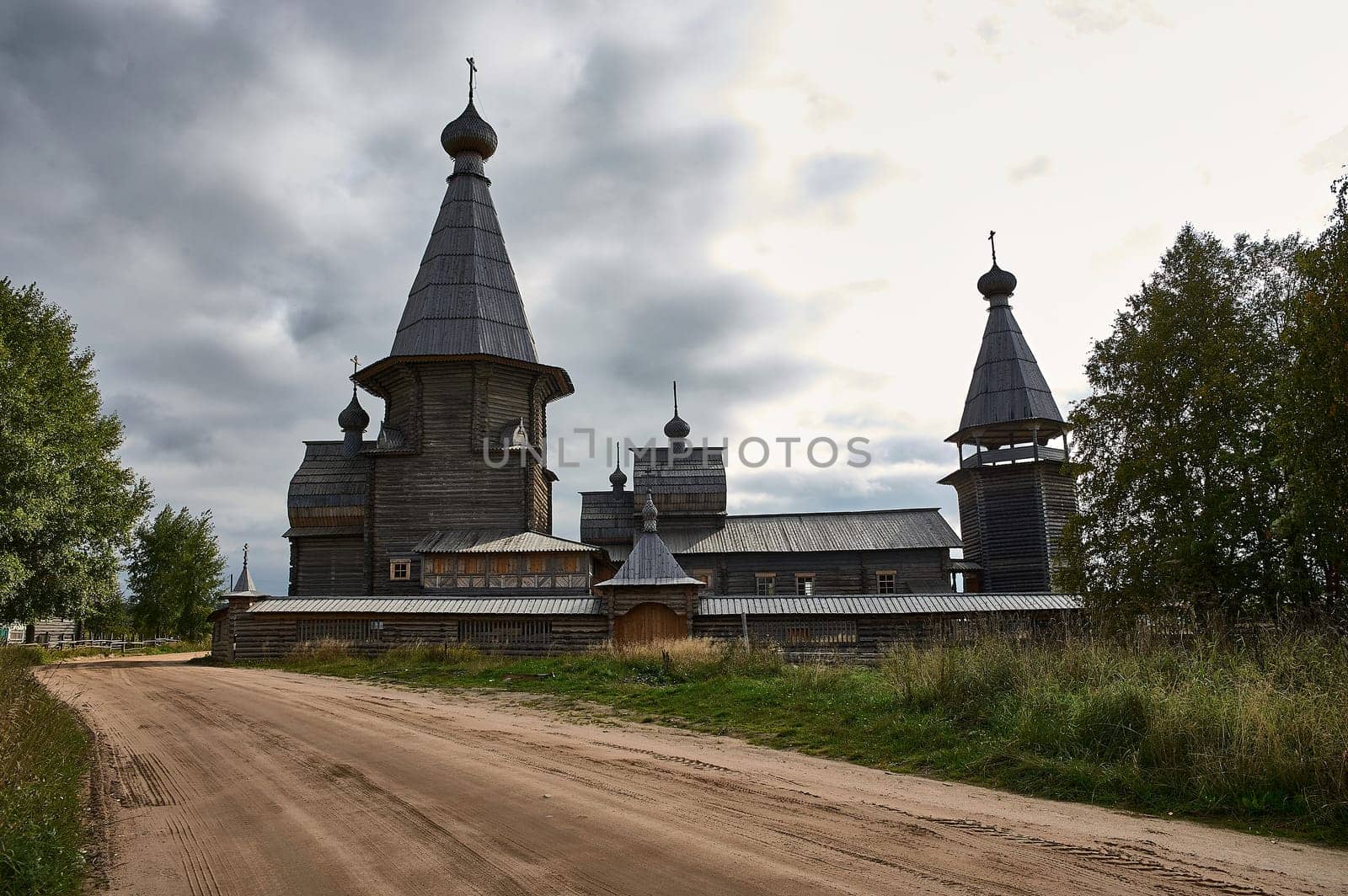 Ancient wooden temple in the countryside. High quality photo
