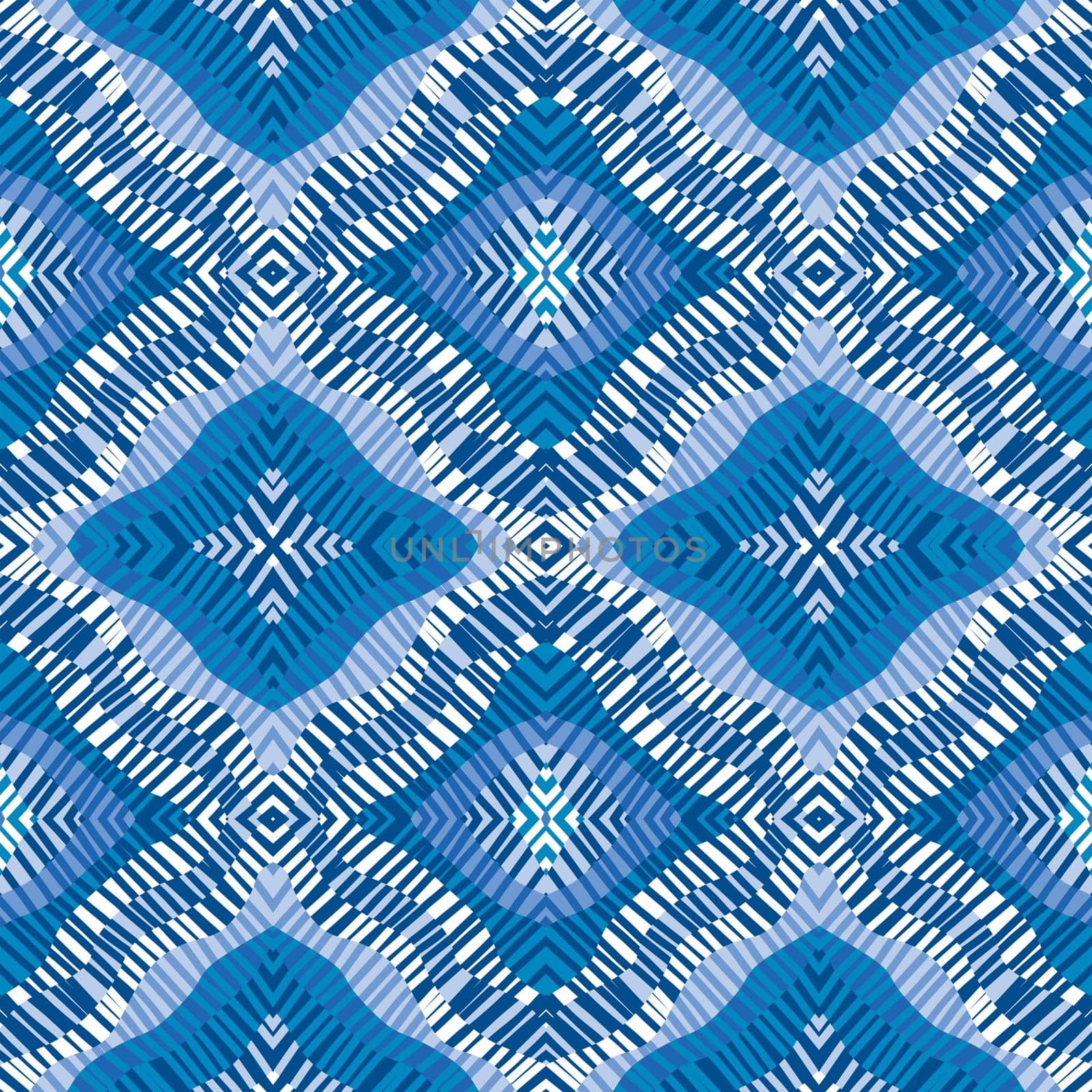 Blue striped pattern in geometrical shapes