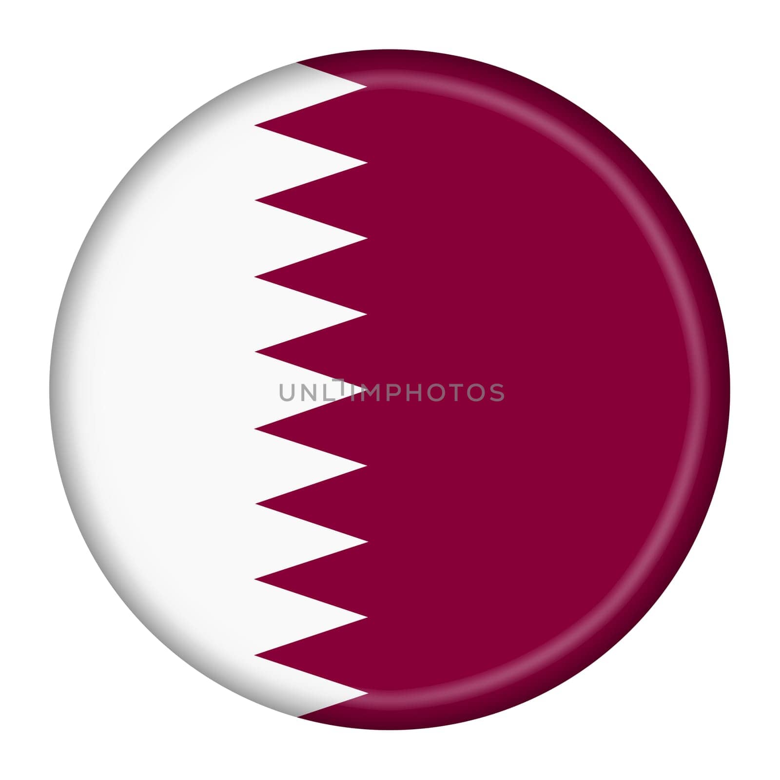 A Qatar flag button 3d illustration with clipping path
