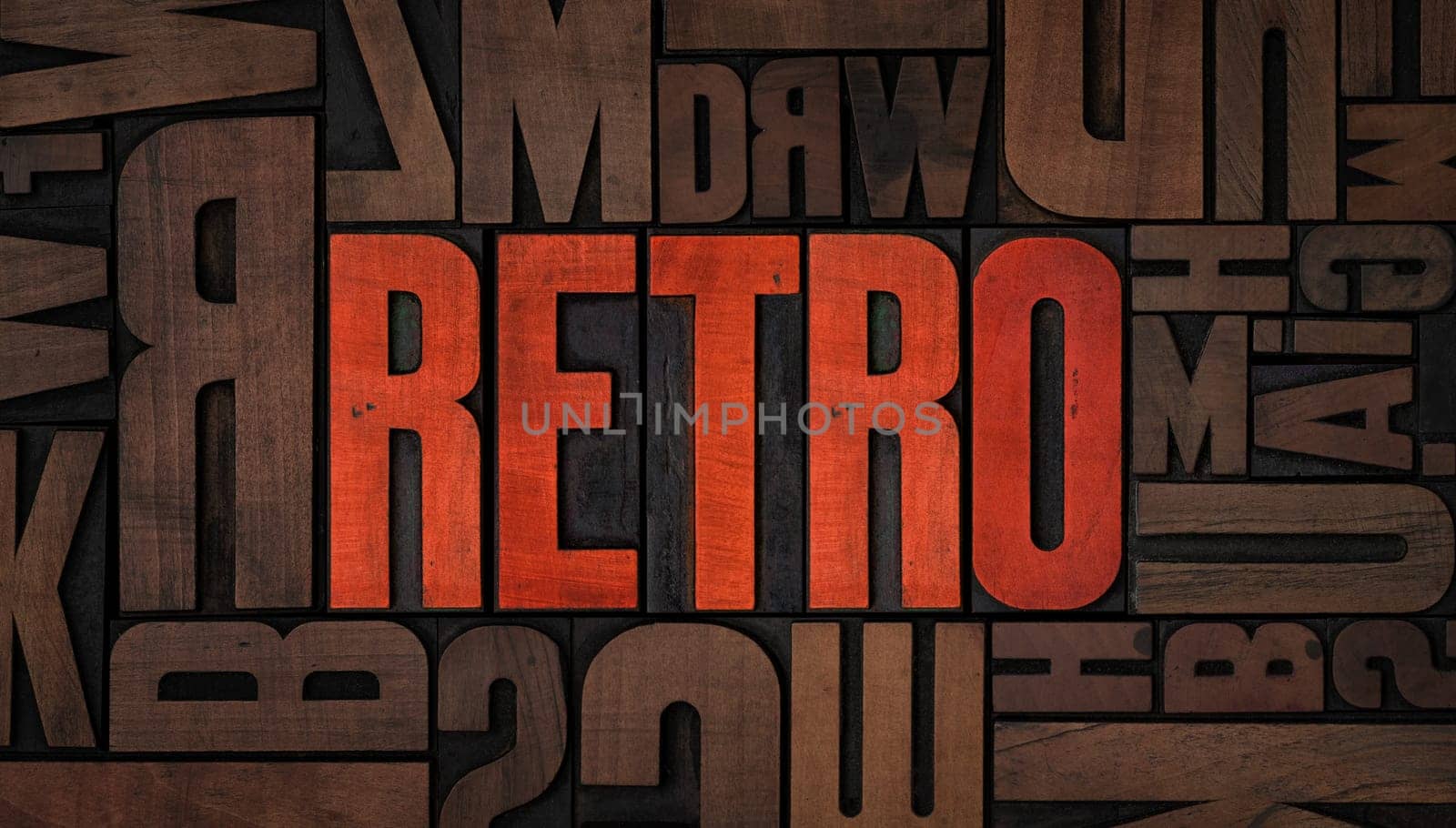 Retro letterpress wood type printing blocks - Retro