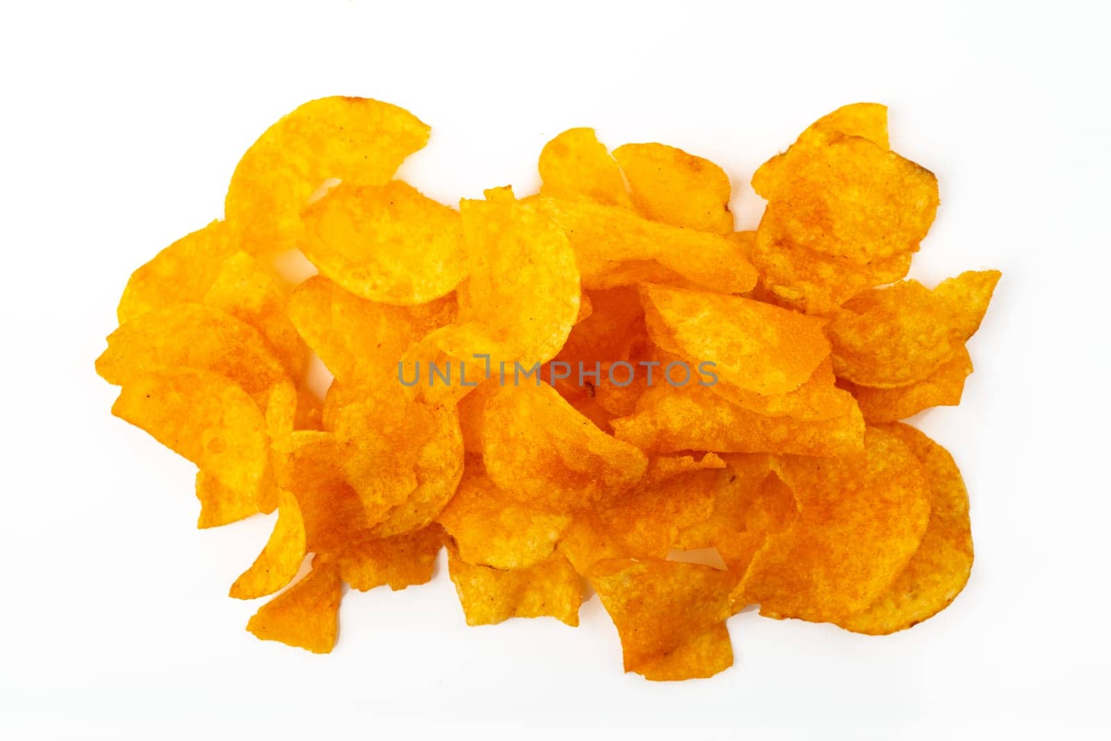 Crunchy Potato Chips isolated over white background