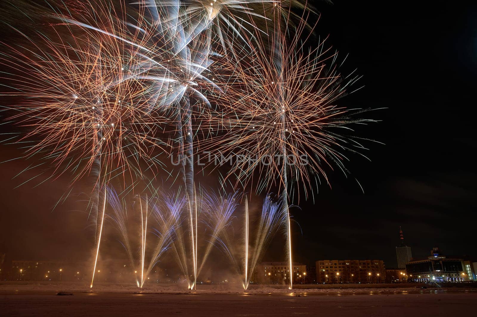 Salute in honor of the new year. High quality photo
