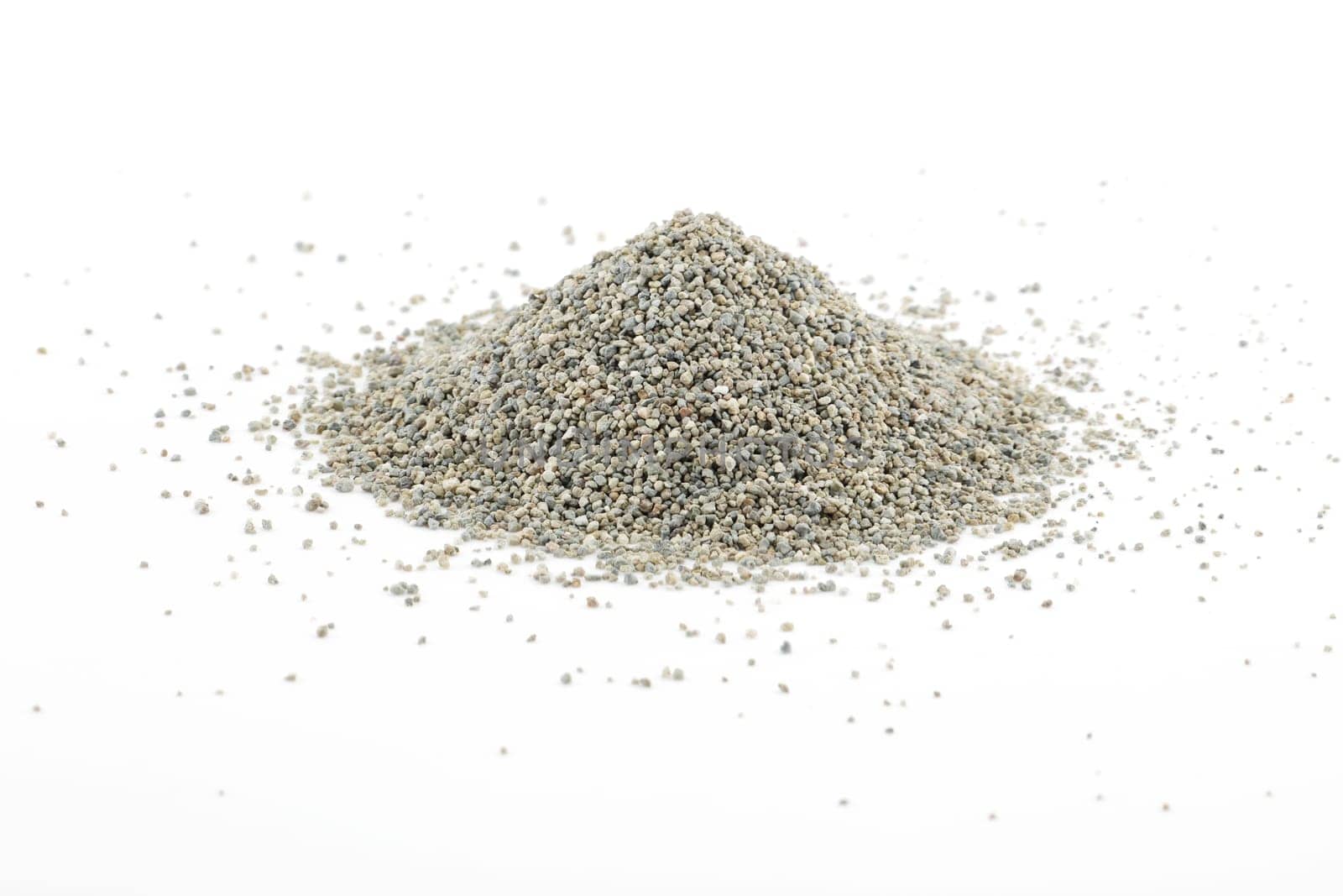 A heap of cat litter isolated on white