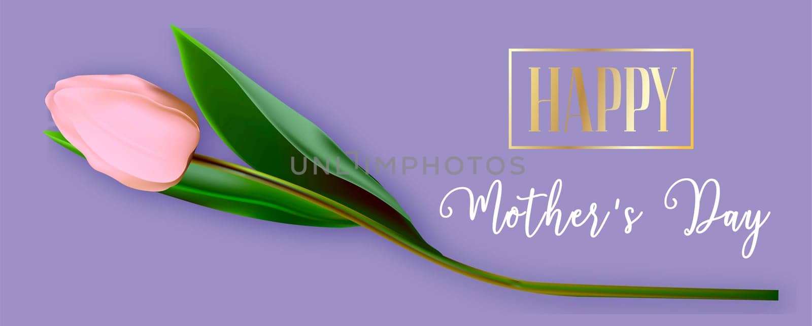 Happy Mother's Day greeting card. Spring cut flowers tulips, festive background. Vector illustration. Women's holiday.