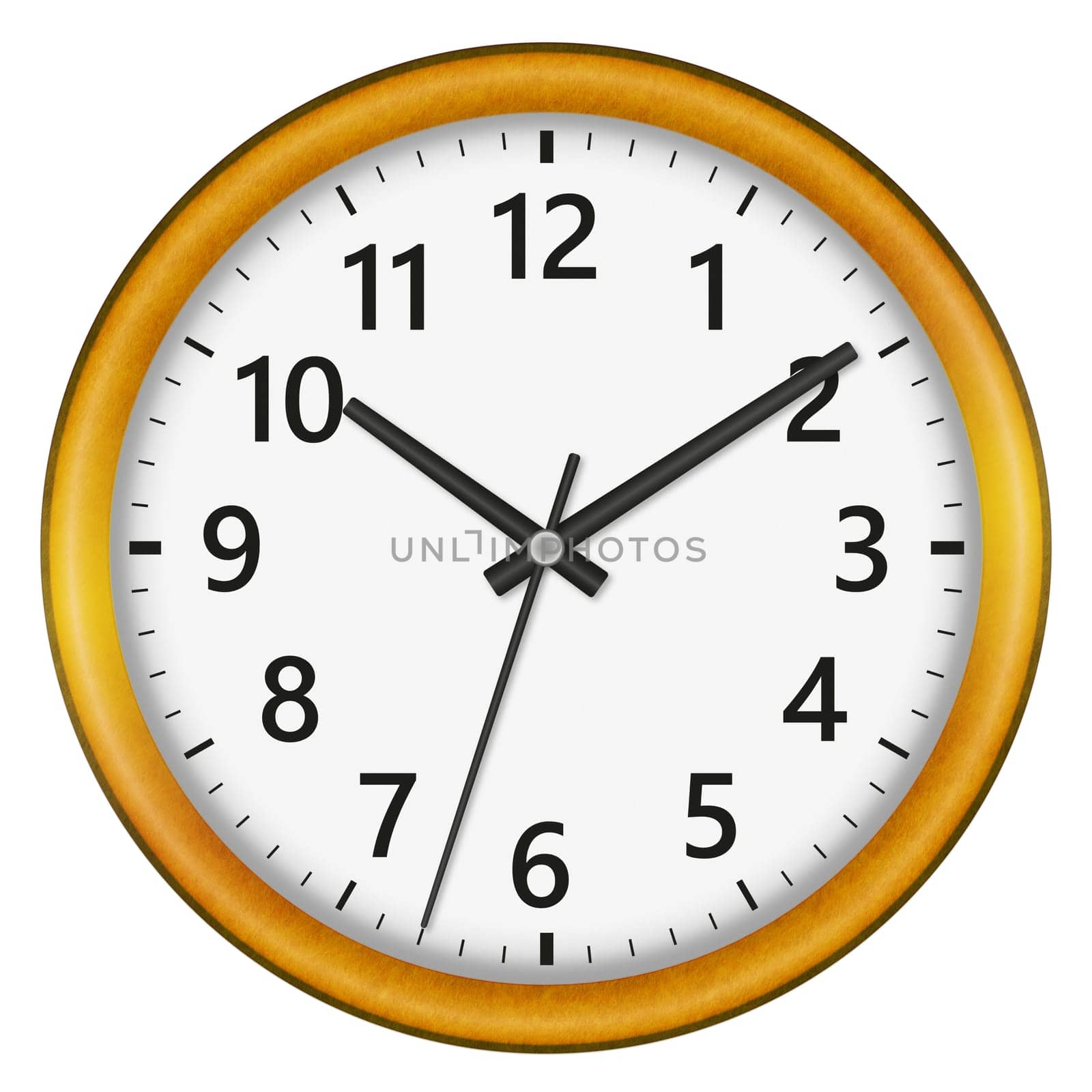 Wall clock isolated on white background. Ten past ten.