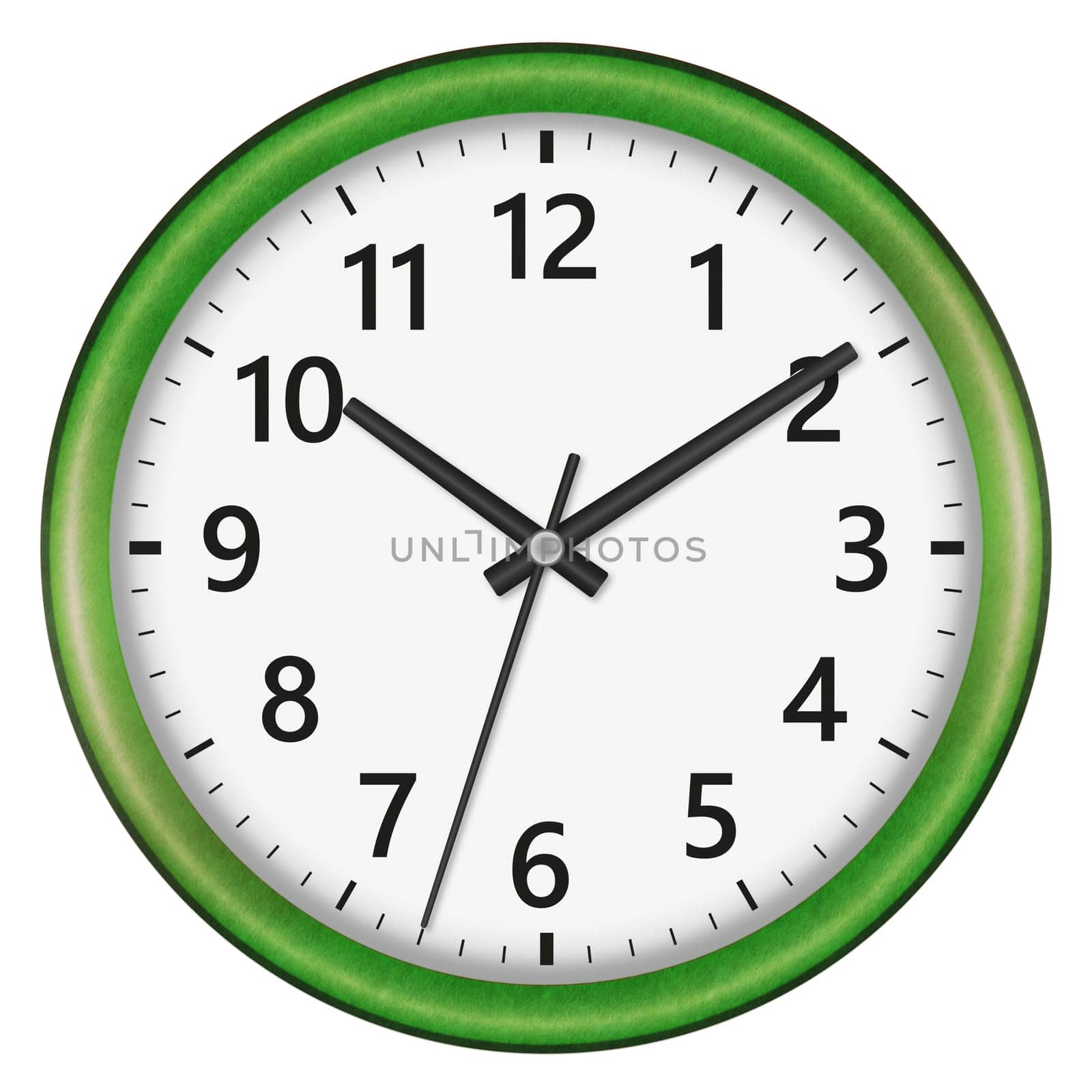 Wall clock isolated on white background. Ten past ten.