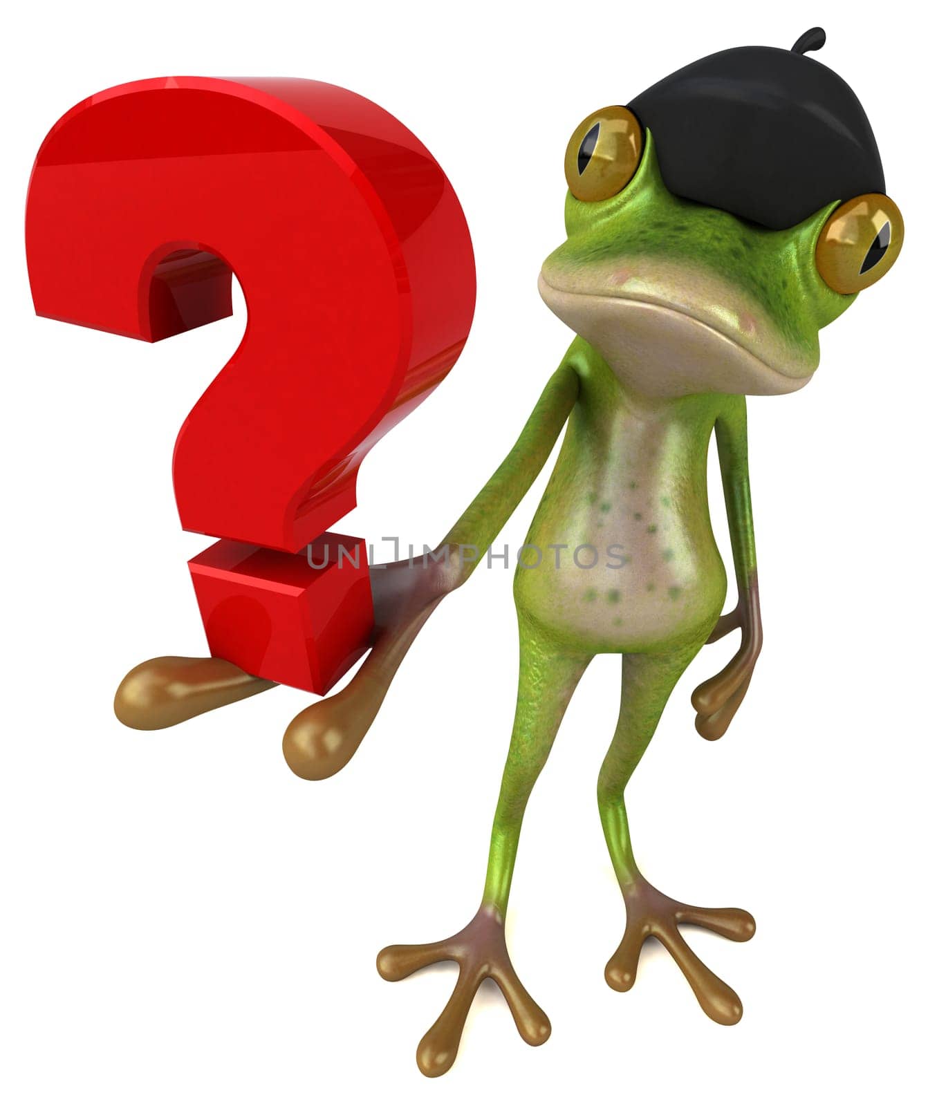 Fun french frog - 3D Illustration