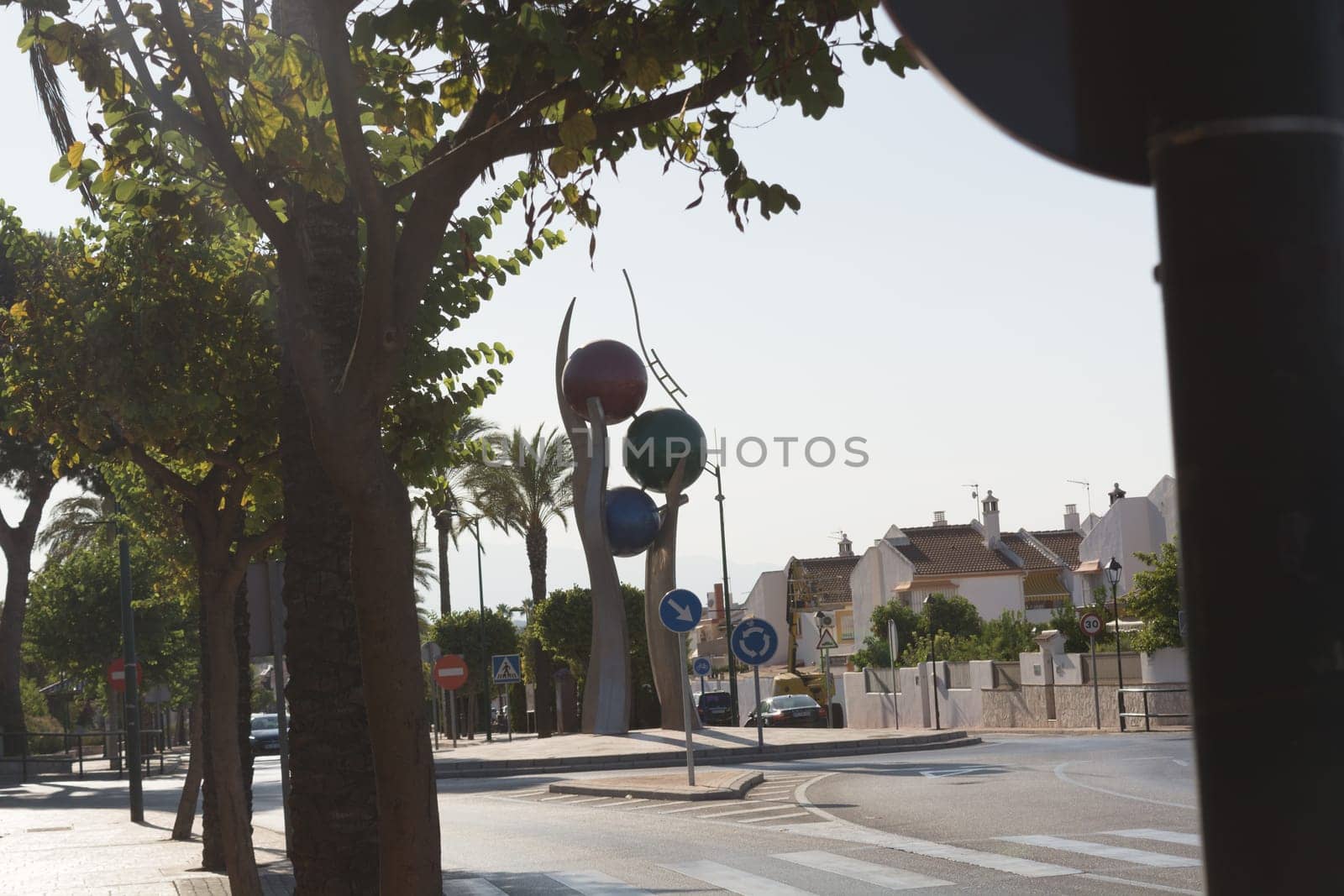 MALAGA, COSTA DEL SOL, SPAIN - AUGUST 28, 2019:.Roundabout in Alhaurín de la Torre on AV Malaga