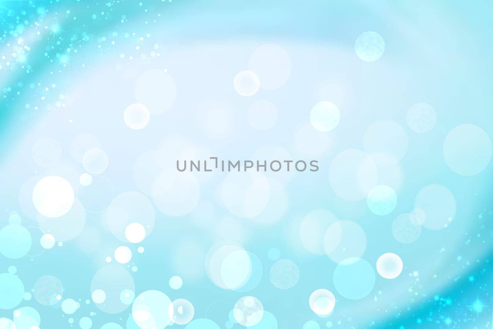 Abstract blurred festive winter christmas or Happy New Year background with shiny blue and white bokeh lighted stars. Space for your design. Card concept.