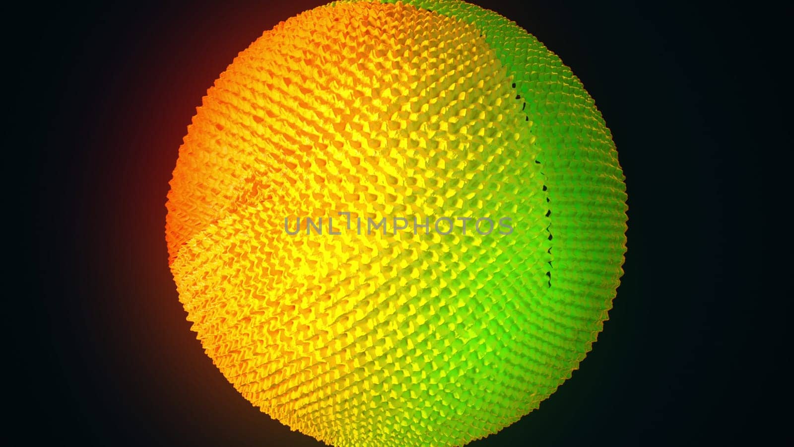 Futuristic 3d render ball with soft color transitions. Planets in space with stony continents and frozen water. Digital round object with sparkling sparks and multicolor ripple of color shades.