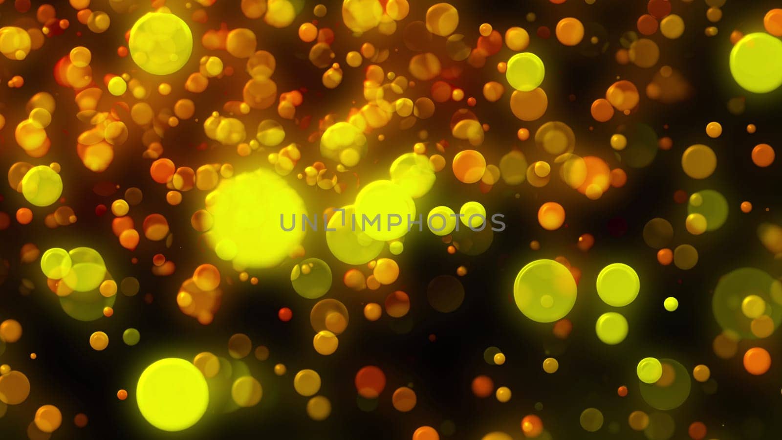 Christmas background with glittering gold circles bokeh, computer generated. 3d rendering