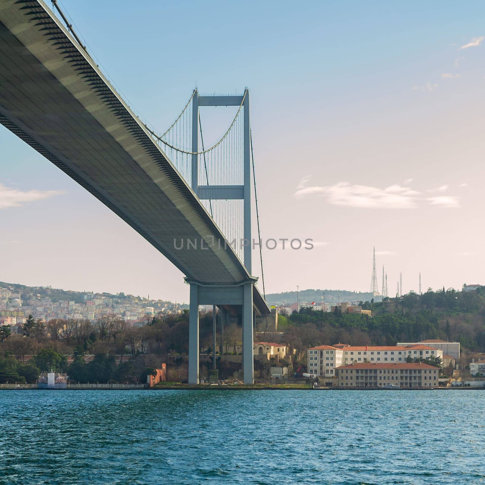 Tower of Bosporus suspension bridge, Ortakoy district, Istanbul Turkey