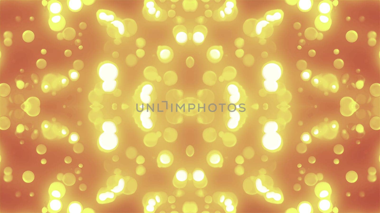 Round dust with colorful 3d render flickering moves and hovers in fabulous space. Festive luxury interior with rich bright decor. Geometric glowing balls scattering to sides.