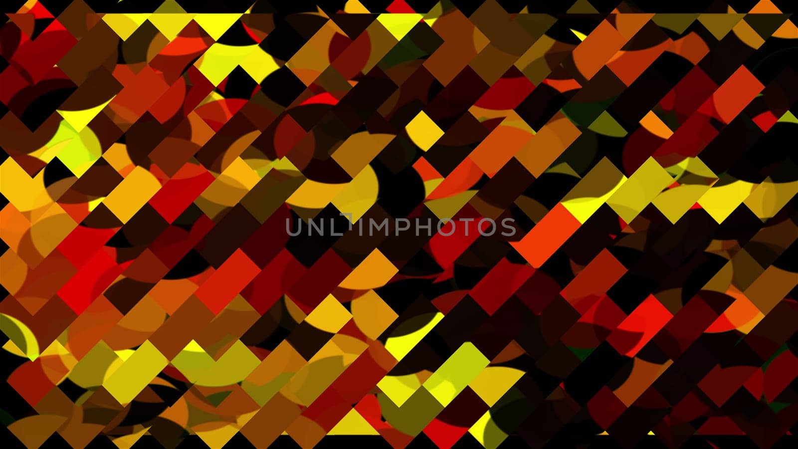 Rectangular tiles and 3d render round textures woven in artistic abstraction. Vibrant creative impressionism with digital dynamics for fashion presentation and modern textured interiors.