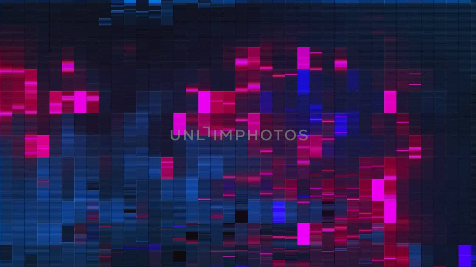 Geometric rectangles with 3d render with bright highlights and minimalistic mosaics. Futuristic digital wall in cyber style. Gradient decoration of synthwave disco and vaporwave web architecture.