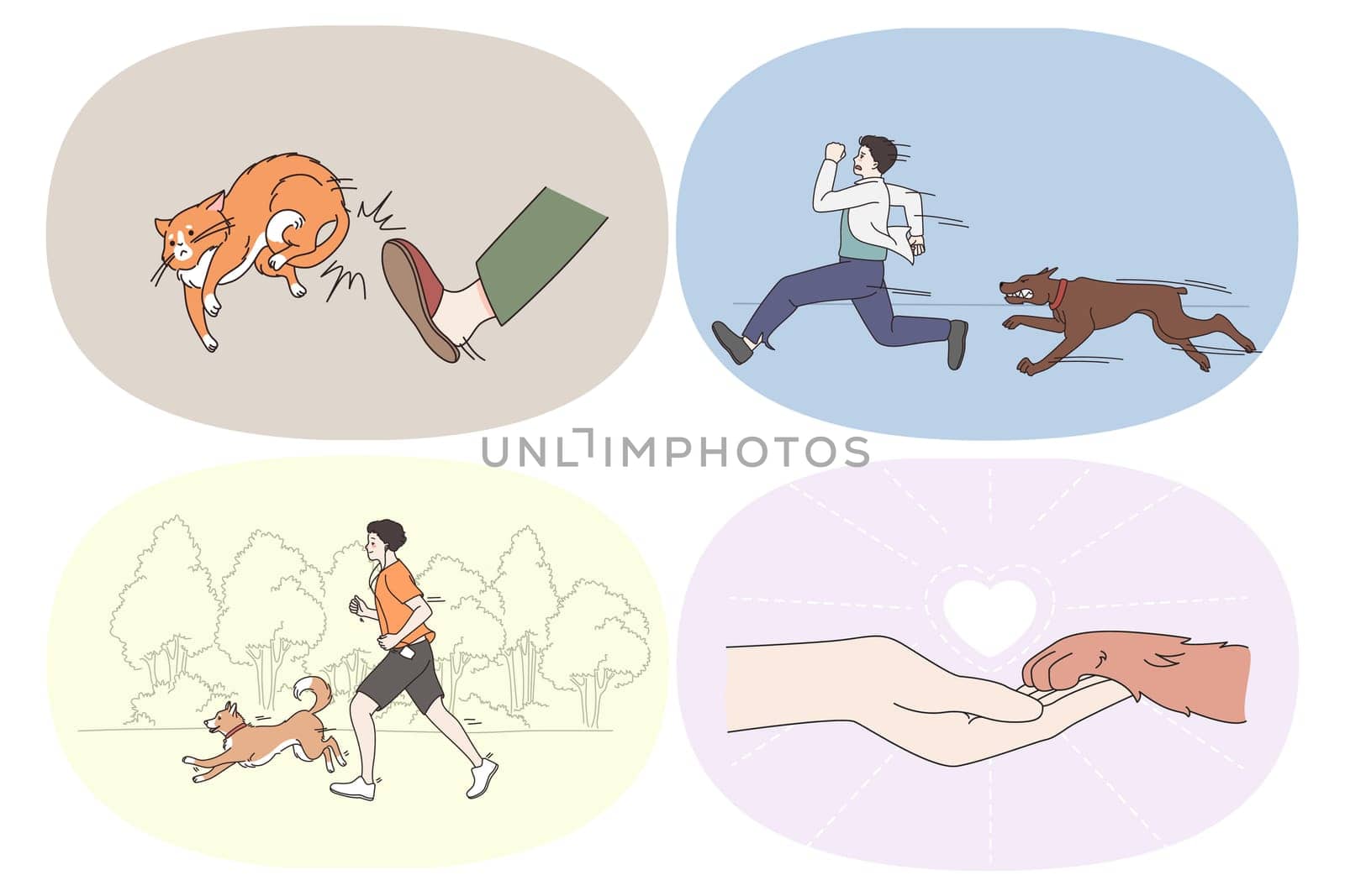 Different emotions to pets concept. by Vasilyeva