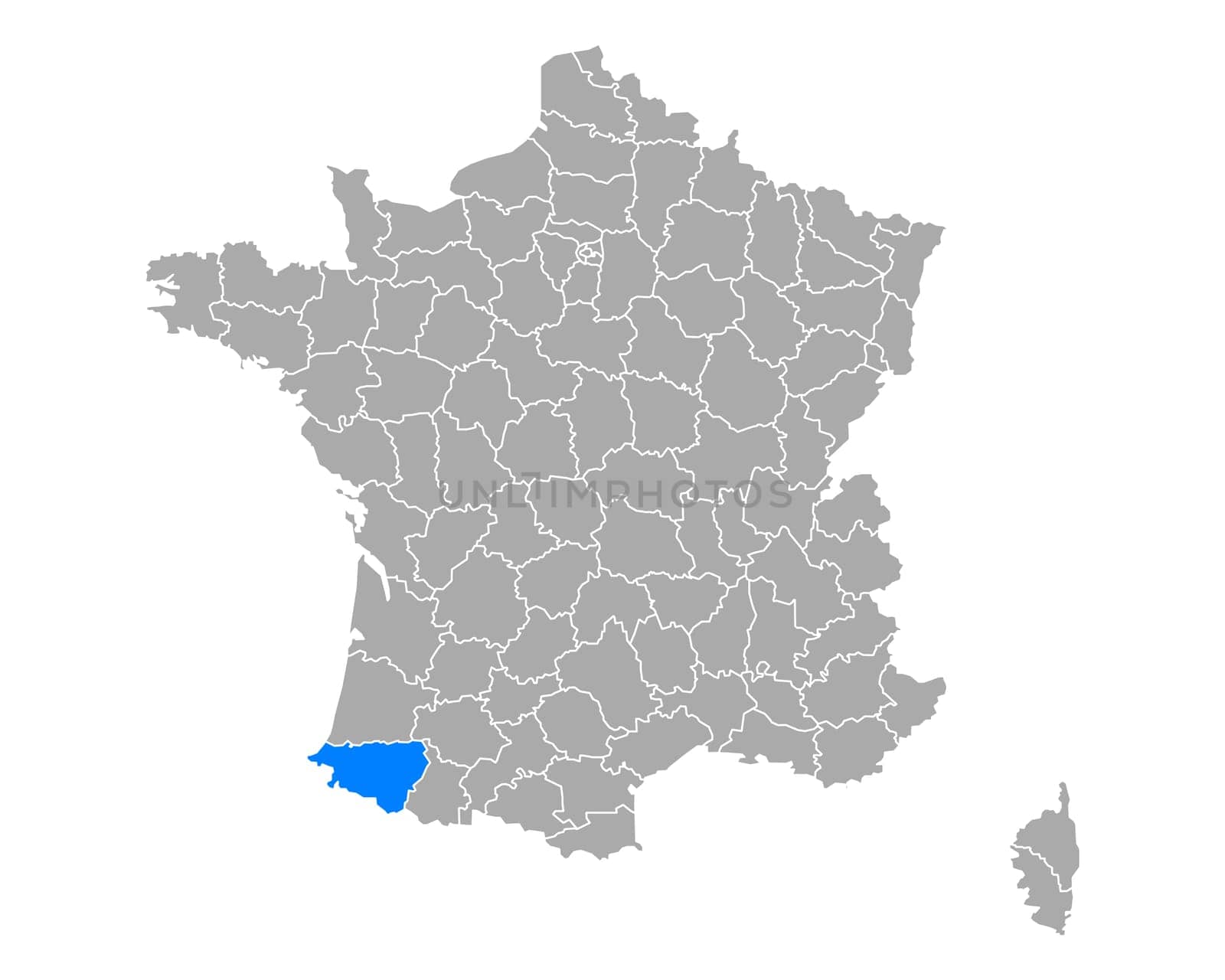 Map of Pyrenees-Atlantiques in France