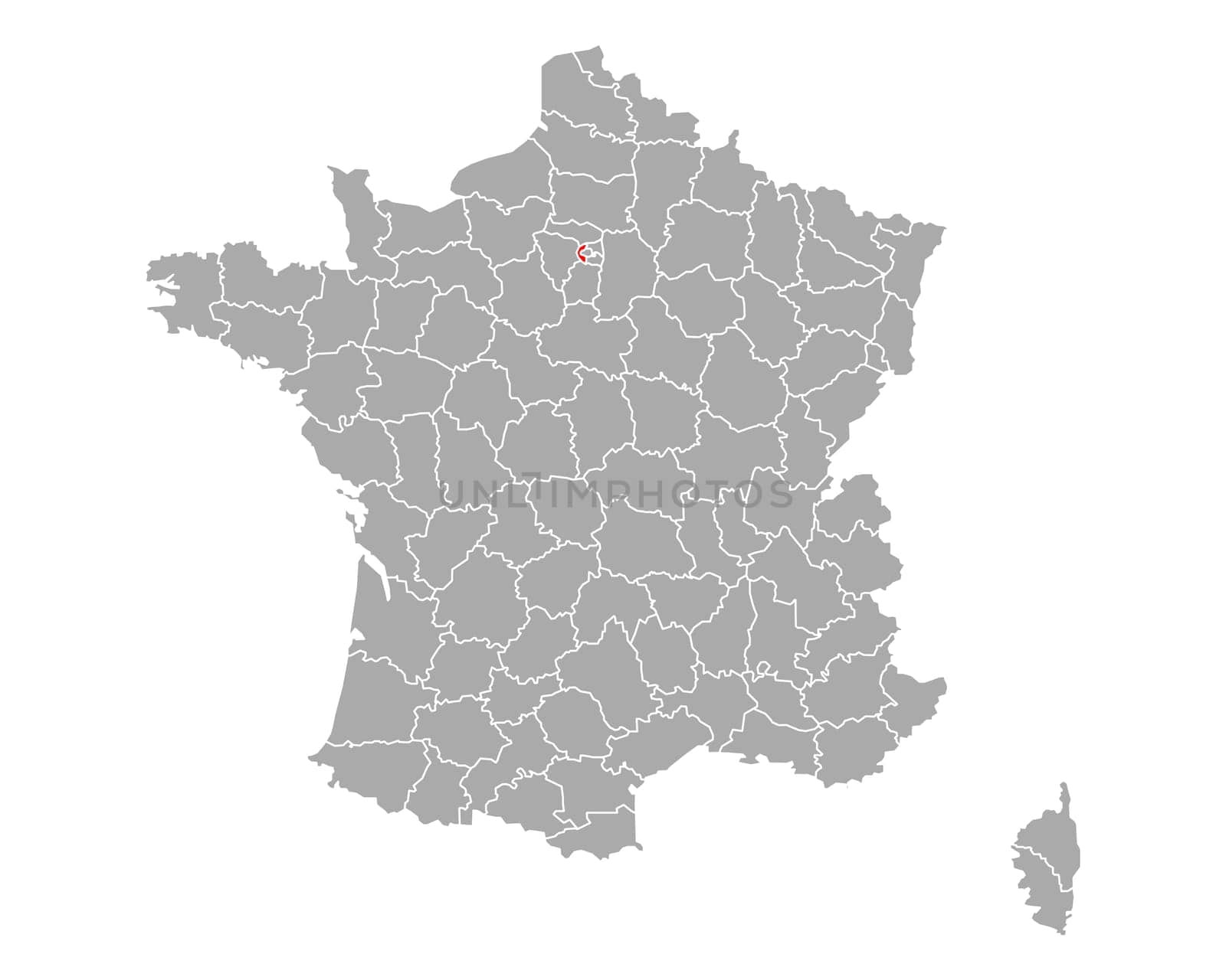 Map of Hauts-de-Seine in France