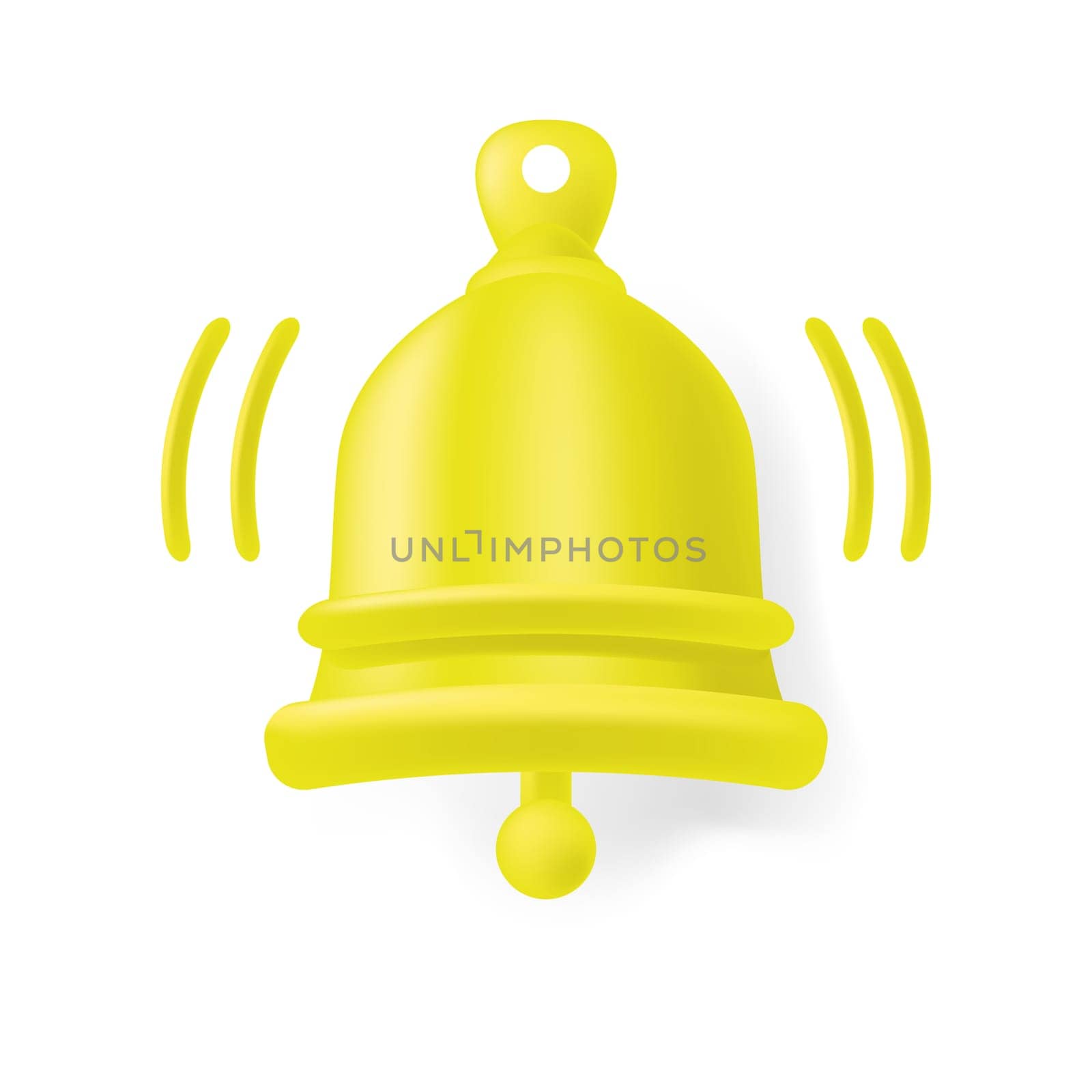 Yellow or Gold Bell Icon Isolated on White Background.
