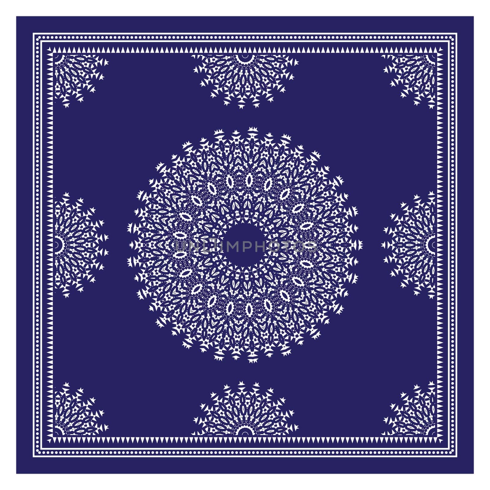Blue Bandana Shawl, Tablecloth Fabric Print, Silk Neck Scarf, Kerchief Design, Ornament Paisley, Square Pattern.