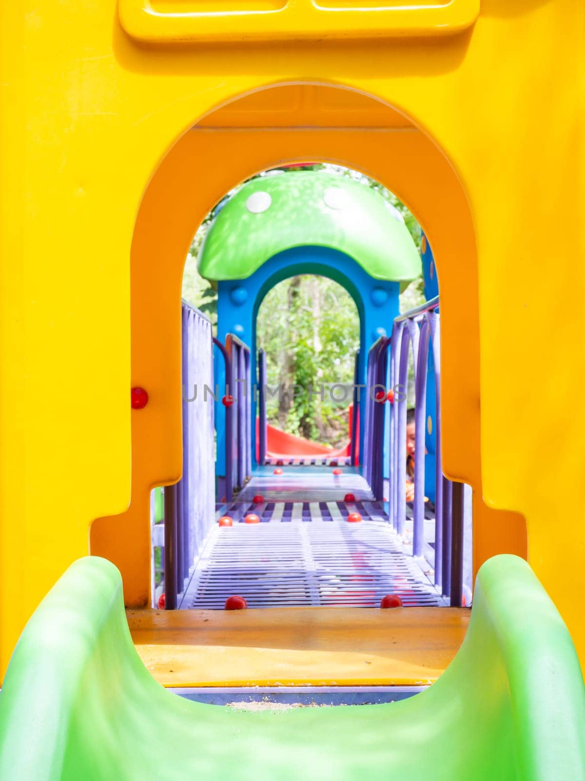 The Colorful playground on yard in the park.