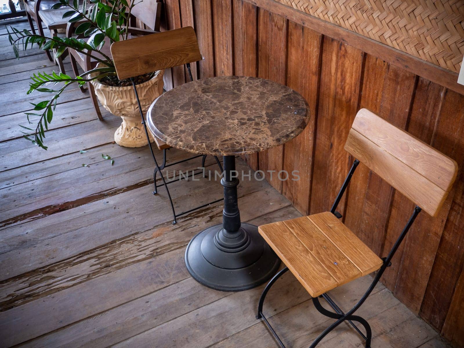 Interior of modern vintage restaurant in vintage tone