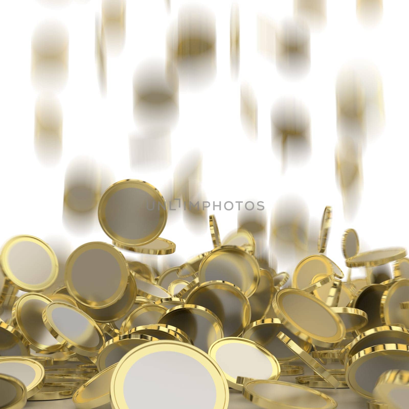 Falling golden and silver coins. Money rain. Pile of coins. Financial success, cash flow, business on the rise concept.