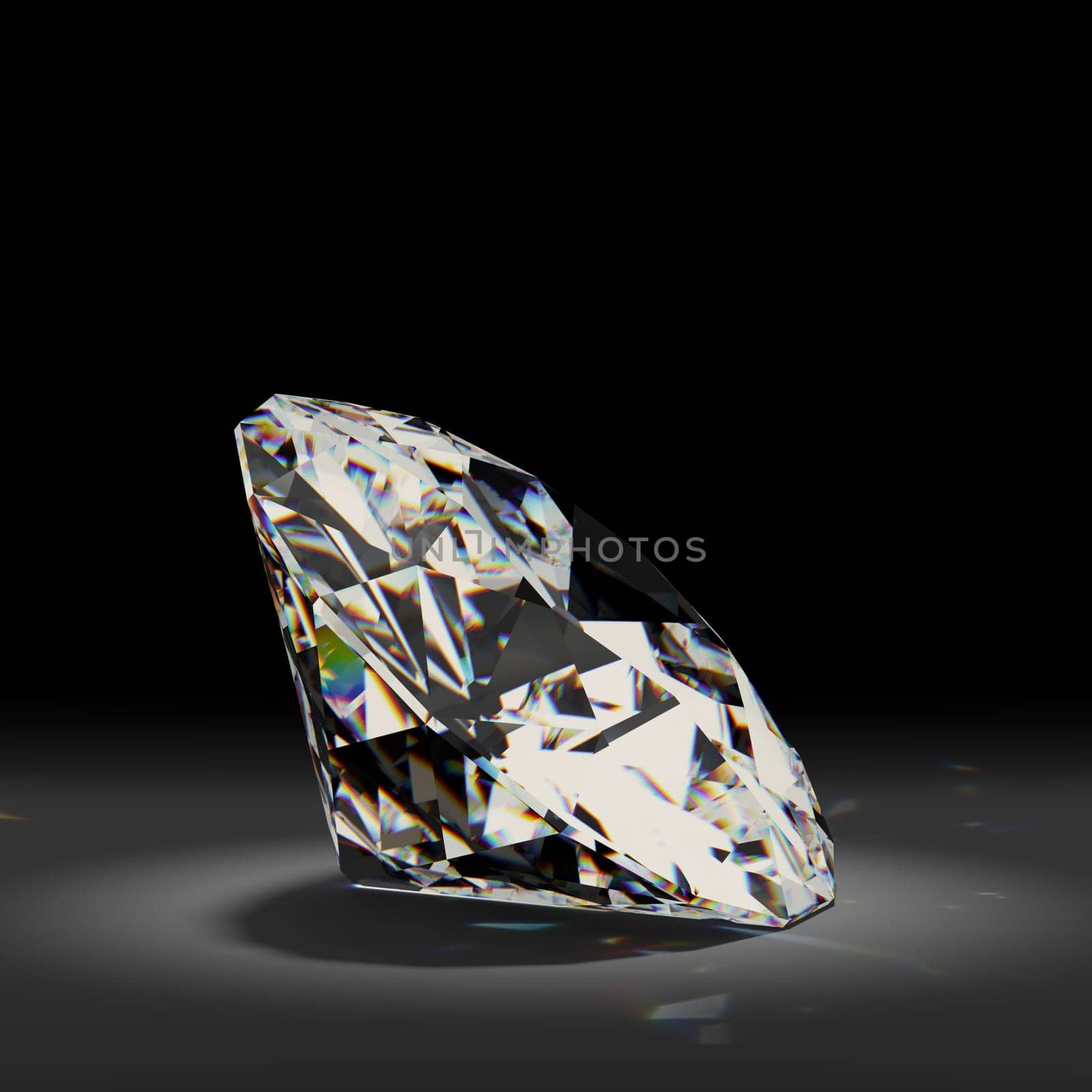 Shiny white diamond on black background. High quality photo realistic image.