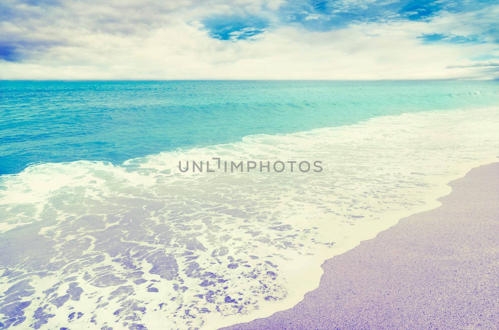 Sandy beach in retro style