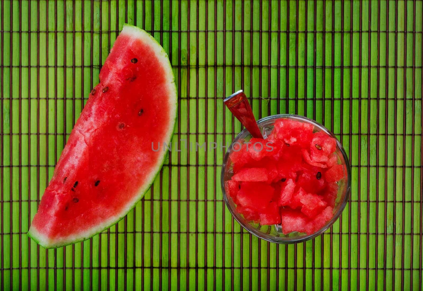 Watermelon juice on green background